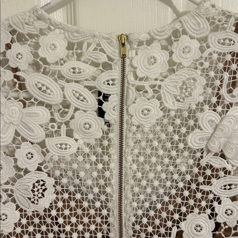 Self-Portrait 3D White Floral Guipure Lace Mini Dress New Size 4 - Picture 12 of 15